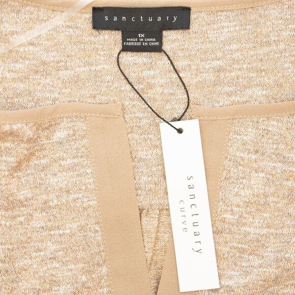 Sanctuary Sienna Tan Metallic Pullover V-Neck Top Blouse Size 1X - Picture 5 of 7